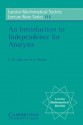 An Introduction to Independence for Analysts - H.G. Dales, W. Hugh Woodin