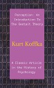 Perception: An Introduction To The Gestalt Theory: A Classic Article in the History of Psychology - Kurt Koffka, David Webb