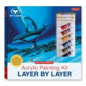 Acrylic Painting Kit Layer by Layer: Dolphin Mates: This unique method of instruction isolates each layer of the painting, ensuring successful results. - Wyland