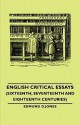 English Critical Essays (Sixteenth, Seventeenth and Eighteenth Centuries) - Edmund D. Jones