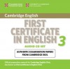 Cambridge First Certificate in English 3 for Updated Exam: Official Examination Papers from University of Cambridge ESOL Examinations - Cambridge University Press