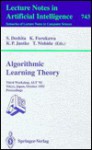 Algorithmic Learning Theory - S. Doshita, Klaus P. Jantke, S. Doshita