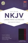 NKJV Large Print Ultrathin Reference Bible, Black/Burgundy LeatherTouch Indexed - Holman Bible Publisher