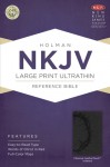 NKJV Large Print Ultrathin Reference Bible, Charcoal LeatherTouch Indexed - Holman Bible Publisher