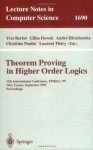 Theorem Proving in Higher Order Logics: 12th International Conference, TPHOLs'99, Nice, France, September 14-17, 1999, Proceedings (Lecture Notes in Computer Science) - Yves Bertot, Gilles Dowek, Andre Hirschowitz, Christine Paulin, Laurent Thery