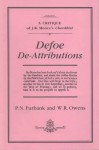 Defoe De-Attributions: Critique of J.R.Moore's Checklist - P.N. Furbank, W.R. Owens