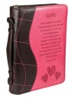 Pink "Love" Large Bible / Book Cover - 1 Corinthians 13:4-8 - Christian Art Gifts