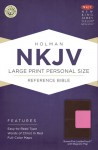 NKJV Large Print Personal Size Reference Bible, Brown/Pink LeatherTouch with Magnetic Flap - Holman Bible Publisher