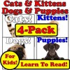 Cats, Kittens, Dogs, & Puppies 4-Pack! Learn About Cats, Kittens, Dogs, & Puppies While Learning To Read (Over 170+ Photos of Cats & Dogs) - Monica Molina