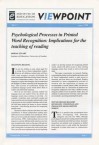 Psychological Processes In Printed Word Recognition: Implications For The Teaching Of Reading (Viewpoint) - Morag Stuart