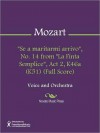 "Se a maritarmi arrivo", No. 14 from "La Finta Semplice", Act 2, K46a (K51) (Full Score) - Wolfgang Amadeus Mozart