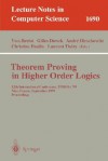 Theorem Proving in Higher Order Logics: 12th International Conference, Tphols'99, Nice, France, September 14-17, 1999, Proceedings - Yves Bertot