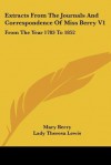 Extracts from the Journals and Correspondence of Miss Berry V1: From the Year 1783 to 1852 - Mary Berry