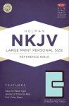 NKJV Large Print Personal Size Reference Bible, Brown/Blue LeatherTouch with Magnetic Flap Indexed - Holman Bible Publisher