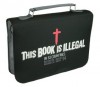 &#34;This Book is Illegal&#34; - Large Micro-Fiber Bible Cover - Christian Art Gifts