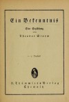 Ein Bekenntnis - Theodor Storm