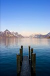 Dock on Lake Buochs Switzerland Journal: 150 page lined notebook/diary - Cool Image