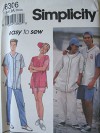 Simplicity Pattern 8306 Misses', Men's or Teen Boys' Pants/Shorts, Shirt, Cap Sizes XS-M - Simplicity Pattern