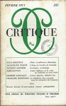 CRITIQUE, FEVRIER 1971, N°285, JULIA KRISTEVA, OBJET, COMPLEMENT, DIALECTIQUE, L'ELOGE DE L'OMBRE DE TANIZAKI, INVENTAIRE, MYTHOLOGIE, ANDRE MALRAUX ET LA CRISE DE L'INDIVIDU QAU XVIII E SIECLE, LETTRES FIGUREES, ALPHABET FOU, MEMOIRES DE CASANOVA, - JEAN PIEL, ROLAND BARTHES, MICHEL DEGUY, MICHEL FOUCAULT, François Roustang, Naim Kattan