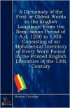 A Dictionary Of The First, Or Oldest Words In The English Language - Herbert Coleridge