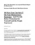 10 Ways You Can Save $ On Your Homeowners Insurance -- And Provide Better Protection for Yourself and the People You Love! - Michael Carroll