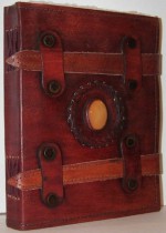 Handmade Leather Journal-diary with Dual Strap Closures & Center Stone - David Friedman