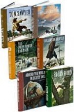 Adventure Books Set: Around the World in 80 Days, Gulliver's Travels, Huckleberry Finn, Robin Hood, The Swiss Family Robinson, Tom Sawyer - Mark Twain, Jonathan Swift, Jules Verne, Johann David Wyss, Howard Pyle