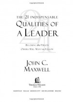 The 21 Indispensable Qualities of a Leader: Becoming the Person Others Will Want to Follow - John C. Maxwell, Rolf Zettersten