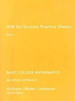 Aufmann Basic College Math Practice Sheets Eighth Edition - Christine S. Verity, Joanne S. Lockwood, Vernon C. Barker