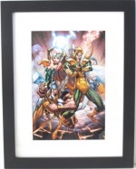 THOR, LOKI, ENCHANTRESS, INVISIBLE WOMAN ~ 8" X 12" ART PRINT (FRAMED at 12" X 16" w/MATTE) by J. SCOTT CAMPBELL (MARVELous Art) (MARVELous Art) - J. Scott Campbell, J. Scott Campbell