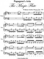 Papageno's Aria Magic Flute Mozart Easy Piano Sheet Music - Wolfgang Amadeus Mozart, SilverTonalities