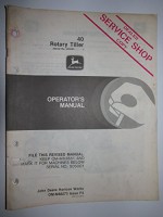 John Deere 40 Rotary Tiller (s/n 505001 & up) for 950 & other Tractors Operators Owners Manual Original OMM88273 F4 - John Deere