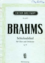 Song of Fate for Chorus and Orchestra (Schicksalslied fur Chor und Orchester) Op. 54 Piano Score by Brahms (SATB) (Edition Breitkopf, Nr. 6073) - Johannes Brahms, text Friedrich Holderlin, Florence T. Jameson