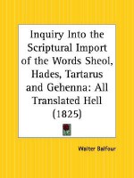 Inquiry Into the Scriptural Import of the Words Sheol, Hades, Tartarus and Gehenna: All Translated Hell - Walter Balfour