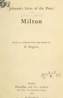 Lives of the poets: Milton - Samuel Johnson, K. Deighton