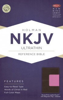 NKJV Ultrathin Reference Bible, Brown/Pink LeatherTouch with Magnetic Flap Indexed - Holman Bible Publisher