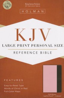 KJV Large Print Personal Size Reference Bible, Pink/Brown LeatherTouch Indexed - Holman Bible Publisher