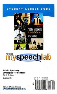 Myspeechlab Student Access Code: Public Speaking: Strategies for Success - David Zarefsky