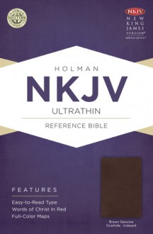 NKJV Ultrathin Reference Bible, Brown Genuine Cowhide Indexed - Holman Bible Publisher