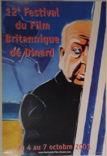 Festival du Film Britannique de Dinard 12ème édition - 4-7 octobre 2001 - affiche 60 X 40 cm (Alfred Hitchcock dessin de Y.M. Salanson) - COLLECTIF