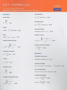 Key Formulas: Business Statistics: A First Course - David M. Levine, Mark L. Berenson, Timothy C. Krehbiel