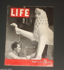 Original Life Magazine from January 25, 1937 - Lion Sculpture - Life Magazine