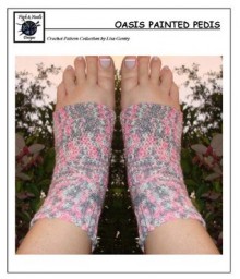 Oasis Painted Pedi's - Crochet Pattern #137 for Pedicure Socks, Flip Flops - Lisa Gentry