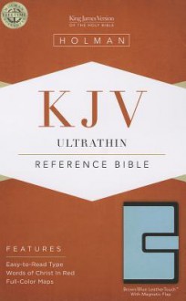 KJV Ultrathin Reference Bible, Brown/Blue LeatherTouch with Magnetic Flap - Holman Bible Publisher