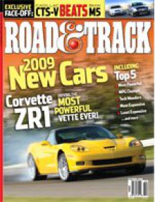 Road & Track, October 2008. CTS-V vs. M5, Corvetter ZR1, New Cars for 2009, Aston Martin DBS, Audi A4 3.2 Quattro, Ford Shelby GT500KR, Lincoln MK5, Acura TL, Maserati Quattroporte S, Lotus Evora - Thos L. Bryant