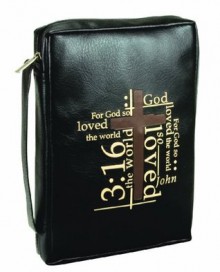 John 3:16 - Black Leather-Look Bible Cover - Christian Art Gifts