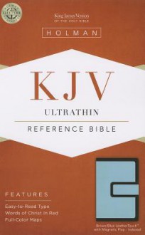 KJV Ultrathin Reference Bible, Brown/Blue LeatherTouch with Magnetic Flap Indexed - Holman Bible Publisher