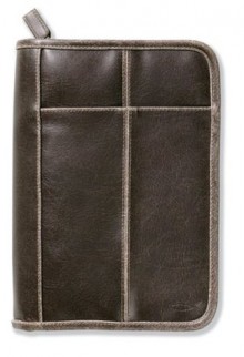 Distressed Leather-Look Brown Book Cover with Stitching Accent, Large - Zondervan Publishing