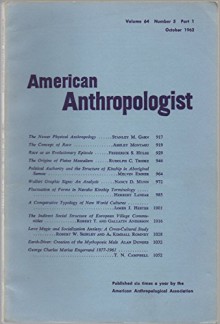 American Anthropologist, vol. 64, no. 5, part 1 (October 1962) - American Anthropological Association, Stanley M. Garn, Ashley Montagu, Frederick S. Hulse, Rudolph C. Troike, Melvin Ember, Nancy D. Munn, Herbert Landar, James J. Hester, Robert T. Anderson, Frederick S. Hulse, Gallatin Anderson, Robert W. Shirley, A. Kimball Romney, 