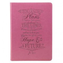 Pink Lux-Leather Journal I Know the Plans - Christian Art Gifts